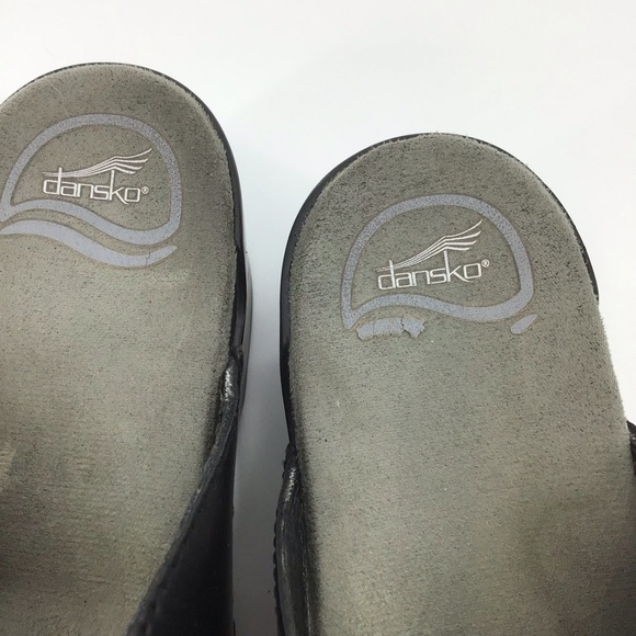 Dansko Black Leather Sela Pull Up Slide Sandal - Picture 9 of 15